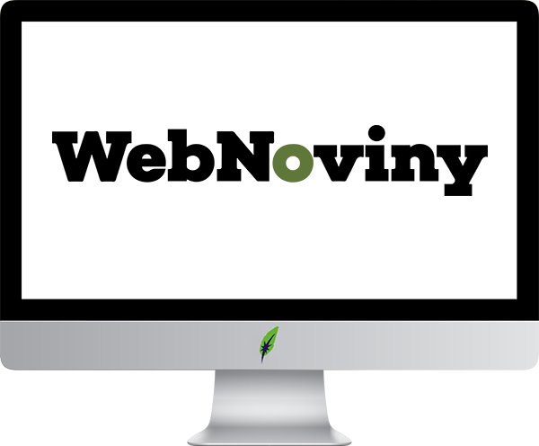 Computerscherm met logo Slowaakstalig online newsportal - Webnoviny.sk - in kleur op transparante achtergrond - 600 * 496 pixels
